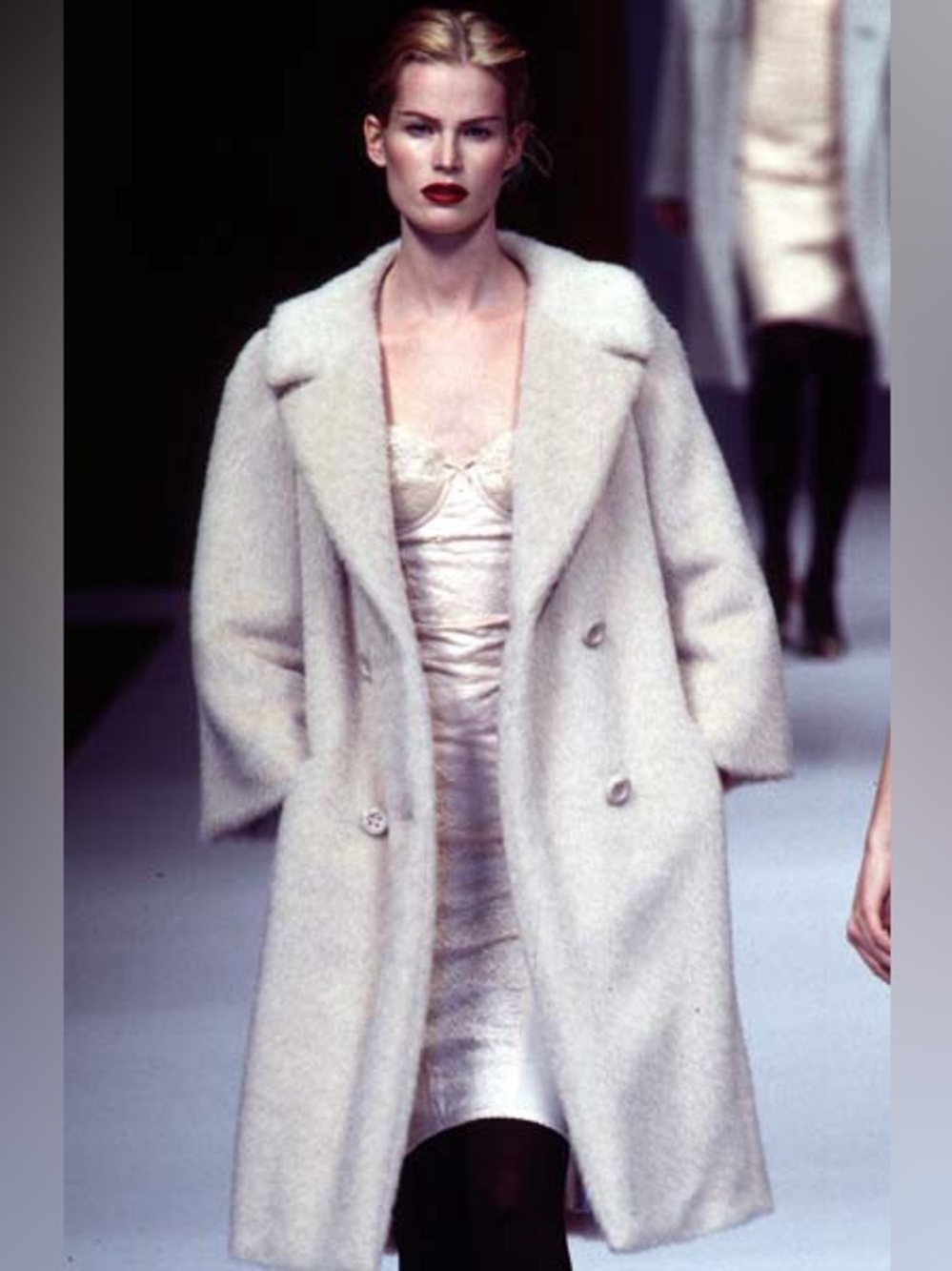 Vintage DOLCE & GABBANA F/W 1996 Mohair Double Breasted Car Coat in Baby Blue - Picture 3 of 13